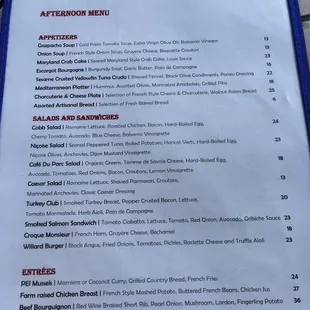 the menu