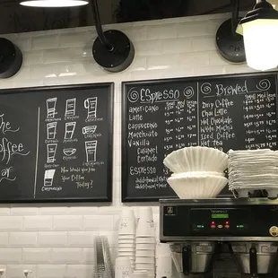menus on the wall