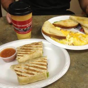 Breakfast burrito &amp; Ham Omelette