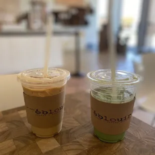 Ice latte, matcha latte