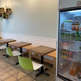 tables and chairs in a restaurant
