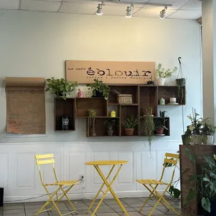 Cute seating area and specialty menu