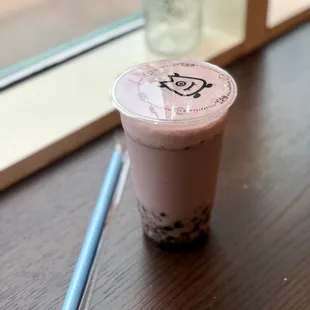 Taro coconut oolong boba and coffee jelly tea