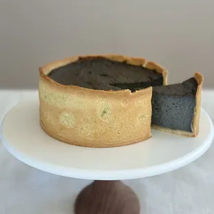 Black sesame Parisian Flan (French custard Pie)