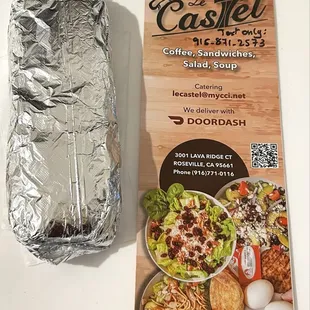 Le Castel breakfast burrito which contains