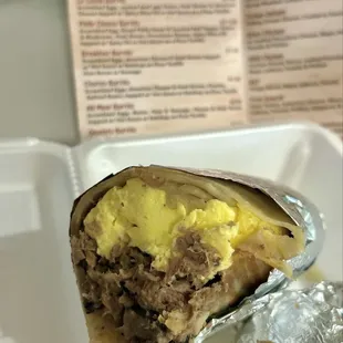 Philly Cheese breakfast burrito was hefty &amp; fully loaded!