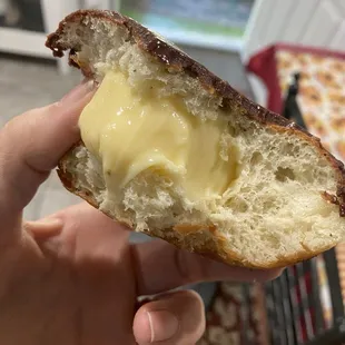 Generous custard filling in this Fancy Boston Cream