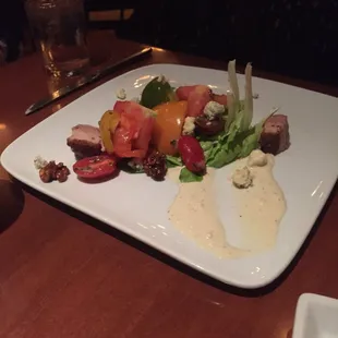 Heirloom tomato salad w/pork belly