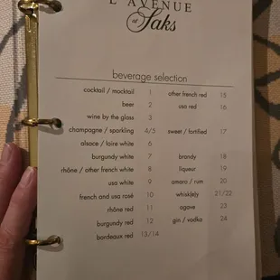 12/2024 Drink Table of contents in the long menu.  Not sure why it has their other location named instead of Chalet.