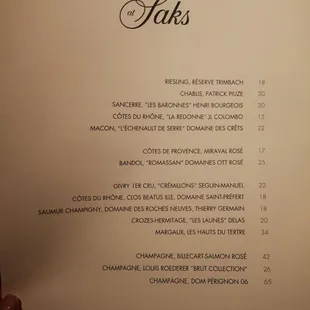 Wine List -- there are more so take a look if you go.