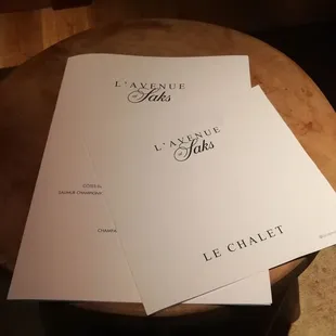 Drink Menu on the wooden table