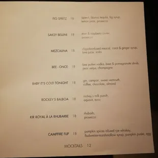 Specialty Drink Menu