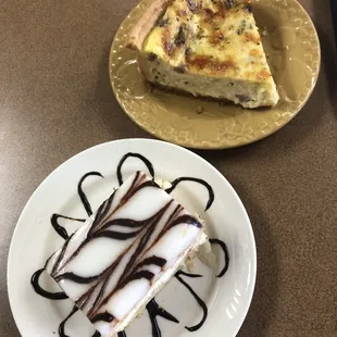 Lorraine quiche on top and Napoleon on bottom