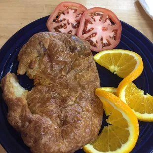 Red chile carne adovada and cheese stuffed croissant