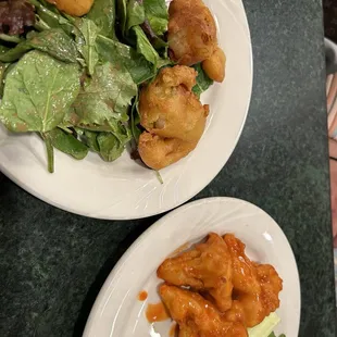 Fried shrimp fried buffalo cauli