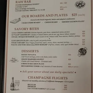 Menu as of 15 February 2025