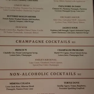Menu as of 15 February 2025