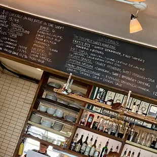 a menu on the wall