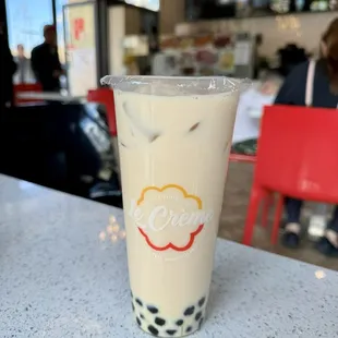 Jasmine milk tea with boba