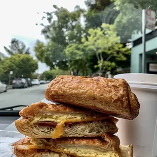 Breakfast Croissant and French Roast at Le Croissant Café in Burlingame...