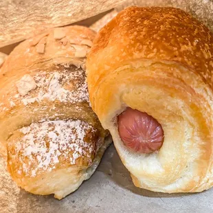 Almond &amp; hot dog croissant