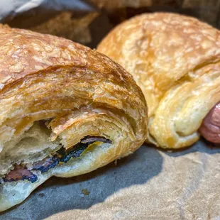 Roast beef n cheese &amp; hot dog croissant