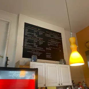 a menu on the wall