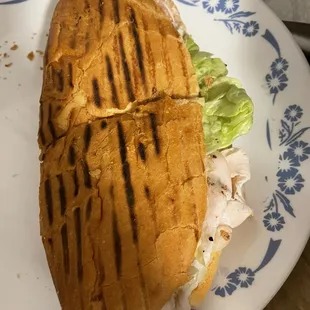 Sandwich-- I made a turkey one with veggies grilled and warm!