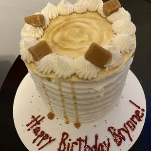 Salted caramel birthday cake (one caramel missing since I ate it)