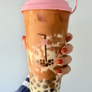 Thai Tea with Brûlée (Oat Milk, Add Boba)