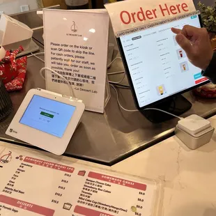 Menu and ordering kiosk