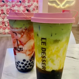Strawberry Milk Latte W/ Matcha Creme