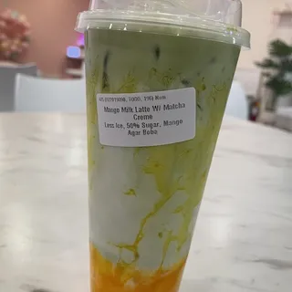 Mango Milk Latte W/ Matcha Creme
