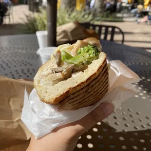 Hot Chicken Broccoli Mushroom Sandwich!