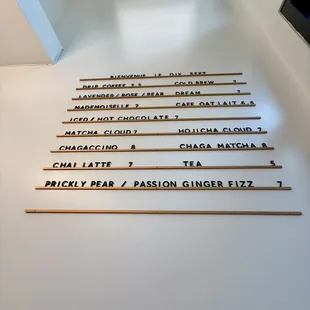 Drink menu