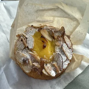 Almond passion fruit tart