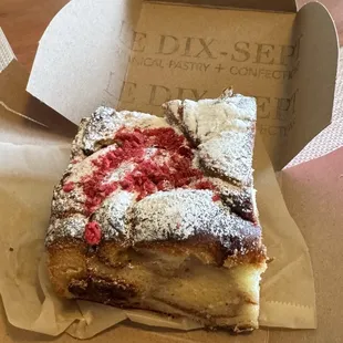 Raspberry rose bread pudding