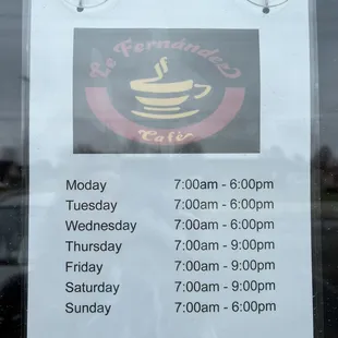 Currently posted hours