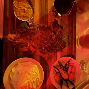 Angus ribeye special. The sauces were amazing!