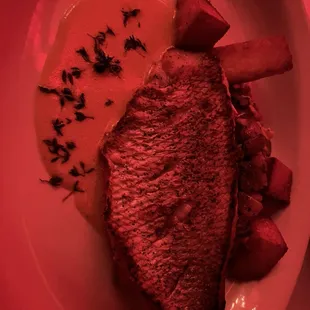 Red Snapper with fried polenta and ratatouille