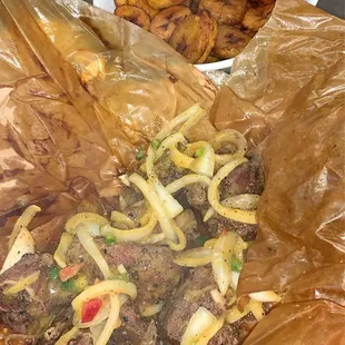 Grilled Lamb with fried plantain