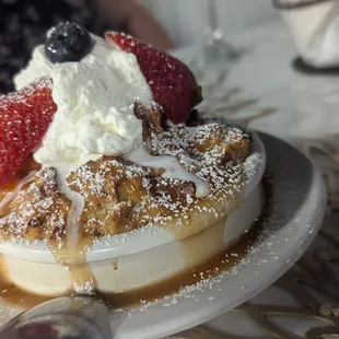 Warn Bread Pudding with a Caramel Sauce