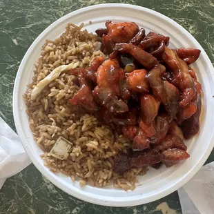Fried chicken rice with boneless spare ribs so yummyyyy