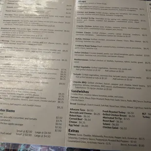a menu for a restaurant