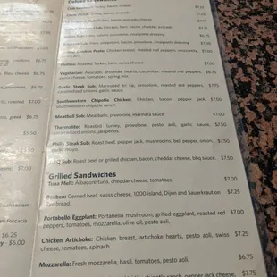 a menu for a restaurant