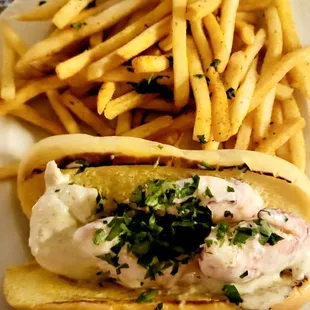 Lobster roll and French fries