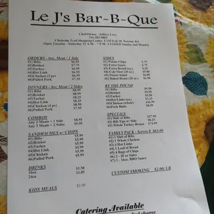 The menu