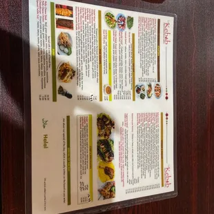 a menu on a table