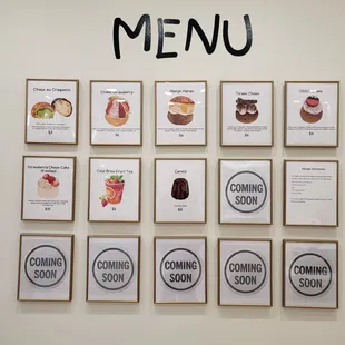 Menu they had available