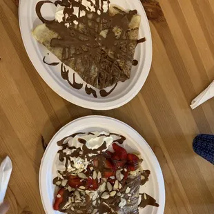 8. Crepe la Nutella (top) 13. Crepe la Banane Fraise (bottom)  Too much chocolate oof